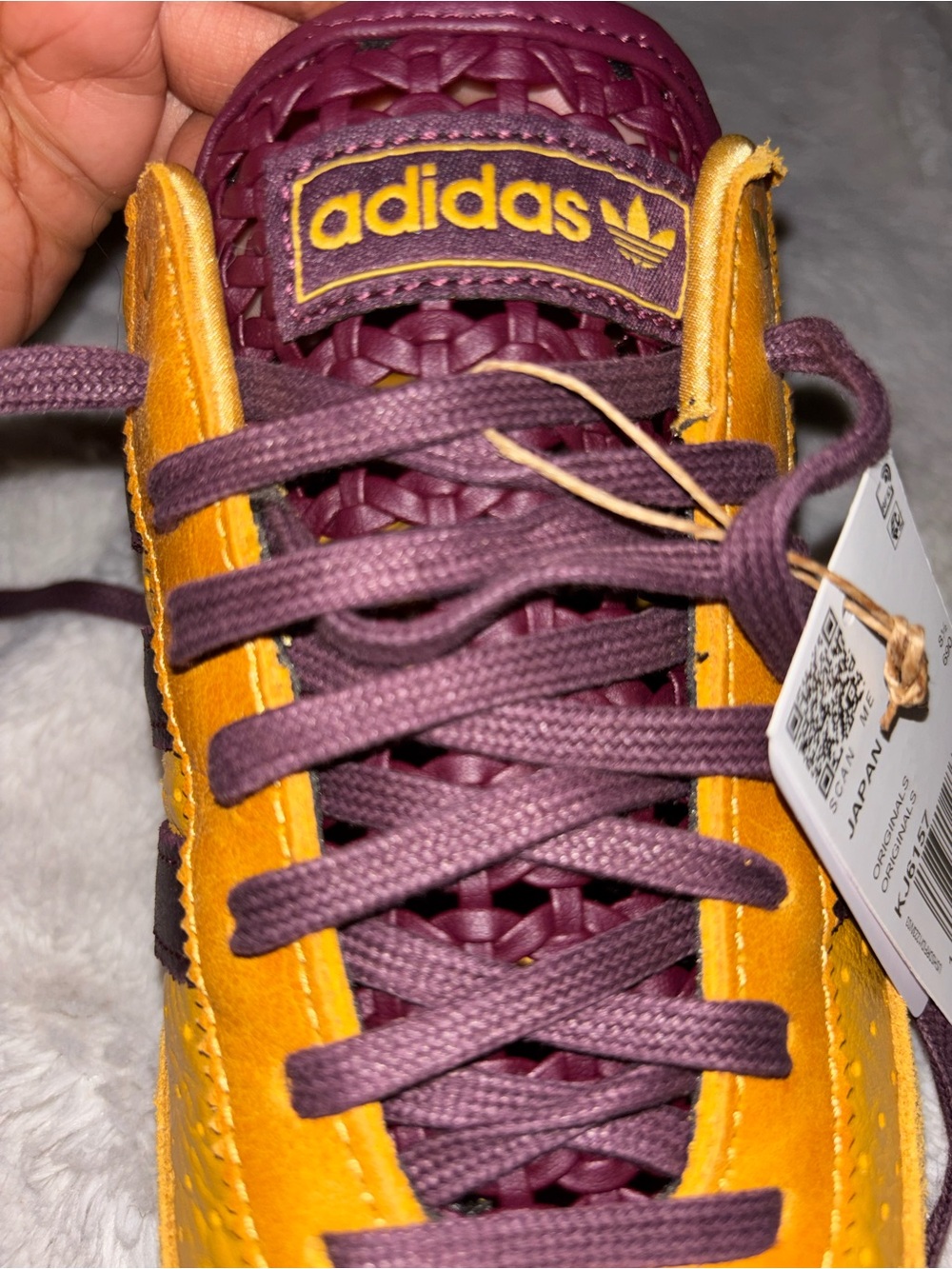 adidas Men's Yellow and Burgundy Retro Low-Top Sneakers - Picture 3 of 5